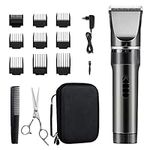 Hair Clippers for men, Cordless Rechargeable Hair Trimmers for Men, Adjustable Precise Length, 16-piece Home Hair Cutting Kit with Scissors Case, Black