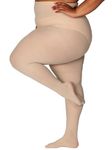 HONENNA Queen Plus Size Tights Semi Opaque Control Top High Waist Stockings Nylons Pantyhose for Women 1X 2X 3X 4X 5X 6X, 1 Pair Nude, 1XL-2XL