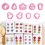 Keoker Fall Polymer Clay Cutters - Maple Leaf Clay Cutters for Earrings Making, 9 Shapes Autumn Clay Earrings Cutters, Clay Cutters for Polymer Clay Jewelry (Studs Clay Cutters)