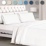 Mueller Ultratemp King Size Sheets Set, Super Soft 1800, 6 Piece, Deep Pocket up to 16" Cooling Sheets King Size, Transfers Heat, Breathes Better, Hypoallergenic, Wrinkle, White