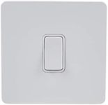 Schneider Electric Ultimate Screwless Flat Plate - Single Rocker 2 Way Light Switch, Single Pole, 16AX, GU1412WPW, Painted White with White Insert