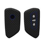 kwmobile Key Cover Compatible with VW Golf 8 3 Button Car Key - Soft Silicone Car Key Fob Holder Protector Case - Black/Blue