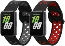 kwmobile Straps Compatible with Samsung Galaxy Fit 3 Straps - 2x Replacement Silicone Watch Bands - Black/Red/Black/Grey