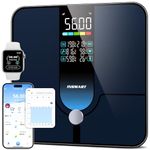 INSMART Smart Scale for Body Weight,Large Display Body Fat Scale,227KG/500lb 30x30CM High Accurate Bluetooth Bathroom Scale for BMI Heart Rate,18 Body Composition Analyzer with Fitness APP Sync ITO
