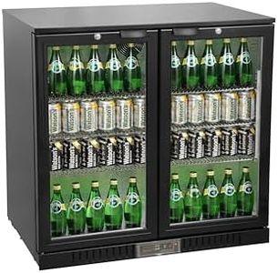 METRO Professional Getränkekühler GBC1002, Getränkekühlschrank mit 2 Glastüren, Flaschenkühlschrank mit 6 Einlegeböden, Energieklasse D, 160W, Temperaturbereich: 0 bis +10°C, 200 L, Schwarz