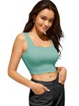 SAGIBO Women's & Girls' Solid Ribbed Crop Tank Top