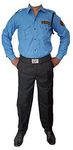 REGALIA Men's Security Guard Uniform (Sky Blue Shirt - Black Matty Trouser) with Nameplate, Tie, Belt, Cap, Lanyard-Whistle, ID Card, Shoulder Flaps & Labels (Waist 36 Inch), Each