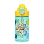 Zak Designs PAW Patrol Water Bottle For School or Travel, 16oz Durable Plastic Water Bottle With Straw, Handle, and Leak-Proof, Pop-Up Spout Cover (Chase, Marshall, Skye, Rubble, Everest)