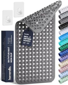 Bathtub Mat Non Slip 35x16 - homerella® Bath Mat Incl. Hooks for Drying, Extra Long, 100% BPA Free, Shower Mat Non Slip Anti Mold, Machine Washable, Shower Mats for Inside Shower Mildew Resistant