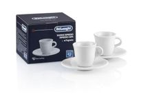 De'Longhi DLSC308 Porcelain Espresso Cup & Saucer, Set of 2, white