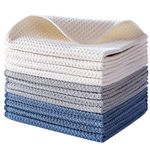 Polyte Premium Microfiber Kitchen Dish Cloth Waffle Weave 12 Pack (12x12 in, Dark Blue, Gray, Off White)