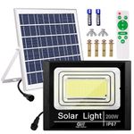 GIGAWATTS 200W Solar Flood Light with 20W Panel & Remote Control Rechargeable Cool White lights for Outdoor Indoor Garden Lawn Camping