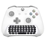 Megadream Xbox One Wireless Chatpad Keyboard with 3.5mm Audio Jack for Microsoft Xbox One, Xbox One Slim, Xbox One X, Xbox One Elite Controller - 2.4G USB Receiver & Charge Cable included - White