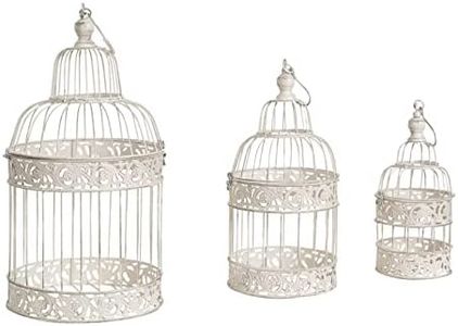 Biscottini Set 3 Gabbie Vintage Porta Candele da Esterno e Interno | Gabbie Shabby Chic Decorazioni