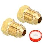 PATIKIL 3/8 SAE Male x 1/4 SAE Female Brass Flare Tube Fitting, 3 Pack Pipe Fitting Reducer Gas Adapter Hex Coupling with Tape for Plumbing HVAC Fuel Oil Air Natural Gas Line Connection