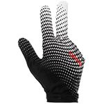 HEALLILY 1PC Elastic 3 Fingers Show Gloves for Billiard Shooters Carom Pool Snooker Cue Sport Wear on the Right or Left Hand Black White