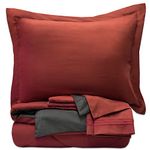 Sweet Home Collection 4 Pc 1800 Thread Count Set, Burgundy/Gray Comforter, Burgundy Sheets, Full