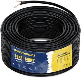 haisstronica 16/2 Low Voltage Landscape Wire 500ft - Copper Direct Burial Waterproof Cable for Landscape Lighting, Outoor Pathway Lights & Garden LED,UL Listed,UV Resistant