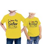 RAINBOWTEES Brother Sister Love Half-Sleeve Cotton T-shirts | Regular Fit Material | Playful Sibling Designs | Ideal for Special Occasions and Heartfelt Gifts Yellow