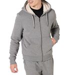 Amazon Essentials Men's Sherpa-Lined Full-Zip Hooded Fleece Sweatshirt, Light Grey Heather, M