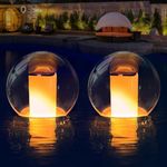 LanPool Floating Pool Lights, Waterproof Solar Flame Floating Lights, Round Pool Lights Solar Powered,Glow in The Dark Solar Floating Pool Lights,2-in-1 Design Solar Lights for Pool,Garden -2PCS