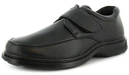 Comfisole Percy Mens Smart Shoes (Size 6 UK) - Comfortable Black Shoes for Men with Touch Fastening Strap. Casual Lightweight Wide Fit Shoes for Men UK.