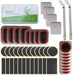 EDIONS Bike Inner Tube Patch Kits, Bicycle Tire Repair Kit with Glueless Self-Adhesive Patches, Vulcanizing Patches, Metal Rasp, Portable Storage Box for Bicycle, Motorcycle, Inflatable Rubber