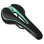 GORIX Bike Saddle Seat Comfortable Cushion with Rail Mountain Road Bicycle for Men and Women (GX-C19) (Black×Celeste)