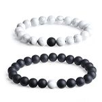 COAI Long Distance Relationship Onyx and Turquoise Gemstone Matching Set Stones Bracelet (2pcs)