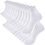 SukModen Ankle Running Socks Womens, 6/12 Pairs Cushioned Athletic Sport Quarter Socks Breathable Moisture Wicking Light Compression, 12 White 8-11