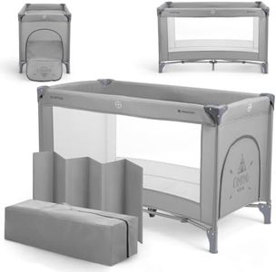 KikkaBoo SO Gifted Cuna de Viaje, hasta 15 kg, Parque Cuna 120x60 cm, 1 Nivel, Plegable, Ligera, Bolsa de Transporte, Compacta, Gris