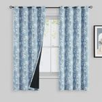 FMFUNCTEX 100% Blackout Curtains 63 Inches Long for Bedroom Blue and White Floral Blossom Print Curtains Farmhouse Thermal Insulated Drapes for Living Room Grommet Top Window Curtains 2 Panels Blue