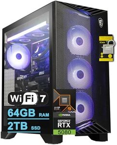 msi Aegis ZS2 Gaming Desktop AMD 12 core Zen 5 Ryzen 9 9900X 64GB RAM 2TB SSD GeForce RTX 5080 DLSS 4 360mm Liquid Cooler 850W 80+ Gold PSU Support HDD Win11 w/ICP Hub