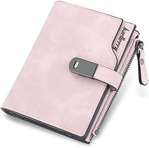 HNOOM Porte Monnaie Femme en Cuir PU Porte Feuilles pour Femme Court Lisse et Souple Petit Portefeuille Femme avec 16 Emplacements Cartes et Zippé Pochette à Monnaie (Rose-S)