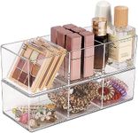 JessLab Acrylic Organizer, 2PK Cube Sections Makeup Organizer for Drawer, Makeup Organizer for Vanity, Countertop, Bathroom, Kitchen and Cabinet Storage(3+3 Compartment)