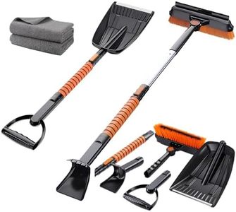 lekymo 42" Ice Scraper and Extendable Snow Brush for Car Windshield with Foam Grip and 160° Pivoting Brush Head Snow Shovel Snow Broom Snow Scraper for Trucks, SUVs, Vehicle