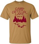 Camp Crystal Lake - Funny 80s Horror Movie Halloween T Shirt, Old Gold, Small