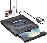 FKU External CD/DVD Drive for Laptop - 5 in 1 USB CD Drive with SD/TF Card Slot USB 3.0 Type A/Type C DVD Player Portable External DVD Burner for Laptop Mac Os Vista Win XP/2003/10/8.1/8/7