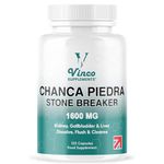 Vinco Chanca Piedra Capsules - Stone Breaker -1600mg – 120 Capsules - Peruvian Source - Kidney Stone Crusher Gallbladder Support - Dissolve, Flush & Cleanse - Made in The UK