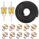 Tnisesm 1/4"(6MM) Inch ID Fuel Line Set, 2 Meter / 6-Foot 1/4Fuel Line + 2Pcs 1/4 Inch X 5/16 Inch Gas Inline Fuel Filters with Magnet +10 Pcs 2/5" ID Hose Clamps for Small Engin