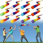 Leyndo 12 Pcs Throw and Catch Ball with Rainbow Tail, Soft Rainbow Play Ball, Sports Comet Balls Playground Toys Bulk for Indoor Outdoor Games and Activities Fun Throwing School, 25.59 Inch Long