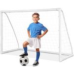 COSTWAY Football Goal, Weatherproof Soccer Goals with PVC Frame, High-Strength Netting, Quick Set-up Football Net for Kids Practice Training(6 ft x 4 ft)