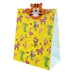 Hallmark Large Multi-Occasion Gift Bag for Kids - Party Animals Design with Keepsake Tiger Bag Buddy