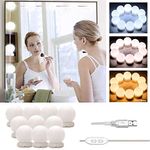 LED Vanity Mirror Lights Hollywood Style, Stick-on Makeup Mirror Light Kit, USB Cable Cosmetic Lamp, 3 Color Modes & 10 Brightness DIY Fill Light For Dressing Table Bathroom (No Mirror & USB Charger)