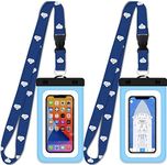 Cruise Lanyards Waterproof Cell Phone Pouch Dry Case with Touch Screen [2 Pack] Blue