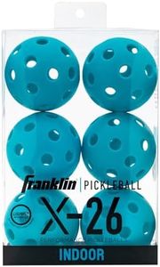 Franklin Sports X-26 Indoor Pickleballs - USA Pickleball (USAPA) Official Pickleball Balls - Regulation Size Indoor Court Pickleballs - Official Pickleball of US Open - Vellum Blue - 6 Pack