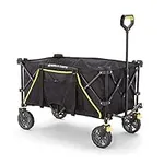 Gorilla Carts 7 Cubic ft Foldable Festival Wagon, Collapsible Durable All Terrain Utility Pull Beach Wagon, Camping Wagon with Oversized Bed and Built-in Cup Holders, Garden Trolley, Black