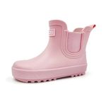 AMOJI Toddler Chelsea Boots Boy Girl Kids Rain Boot Child Slip on Ankle Rubber Boot Children Waterproof Rain Shoes Pink Size 9.5-10 Toddler