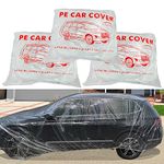MouJeHom Disposable Car Cover 3 Pack Clear Plastic Car Cover Universal Rain Dust Garage Cover with Elastic Band Medium (12' x 22')