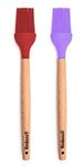 Nimbose® Wooden Handle Heat Resistant Pastry Brushes, Silicone Basting, Oiling & Butter Spreading Brush Set (Random Colors, Pack of 2)